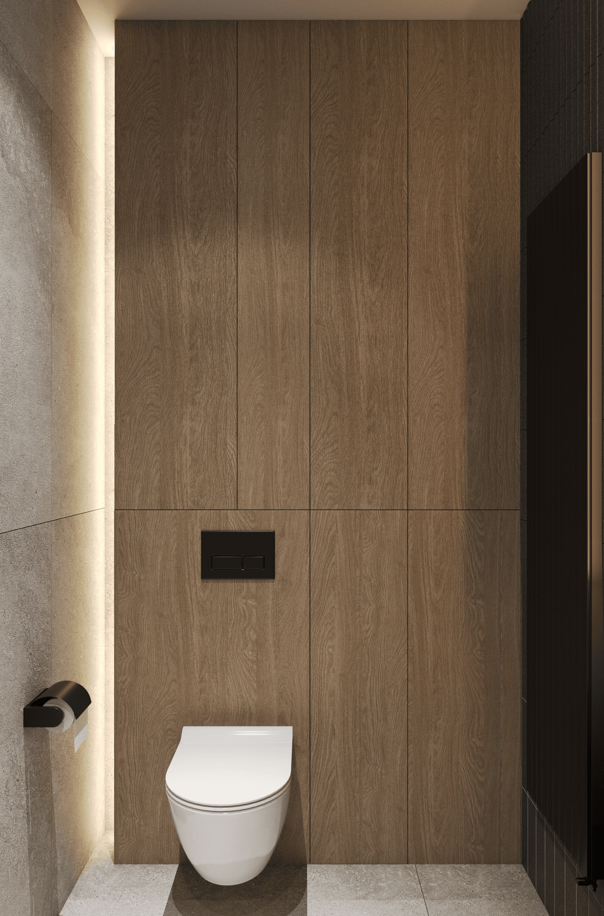 Projekt wnętrza domu jednorodzinnego w Krasnem - elegancka strefa dzienna z kamienną wyspą - ujęcie 4