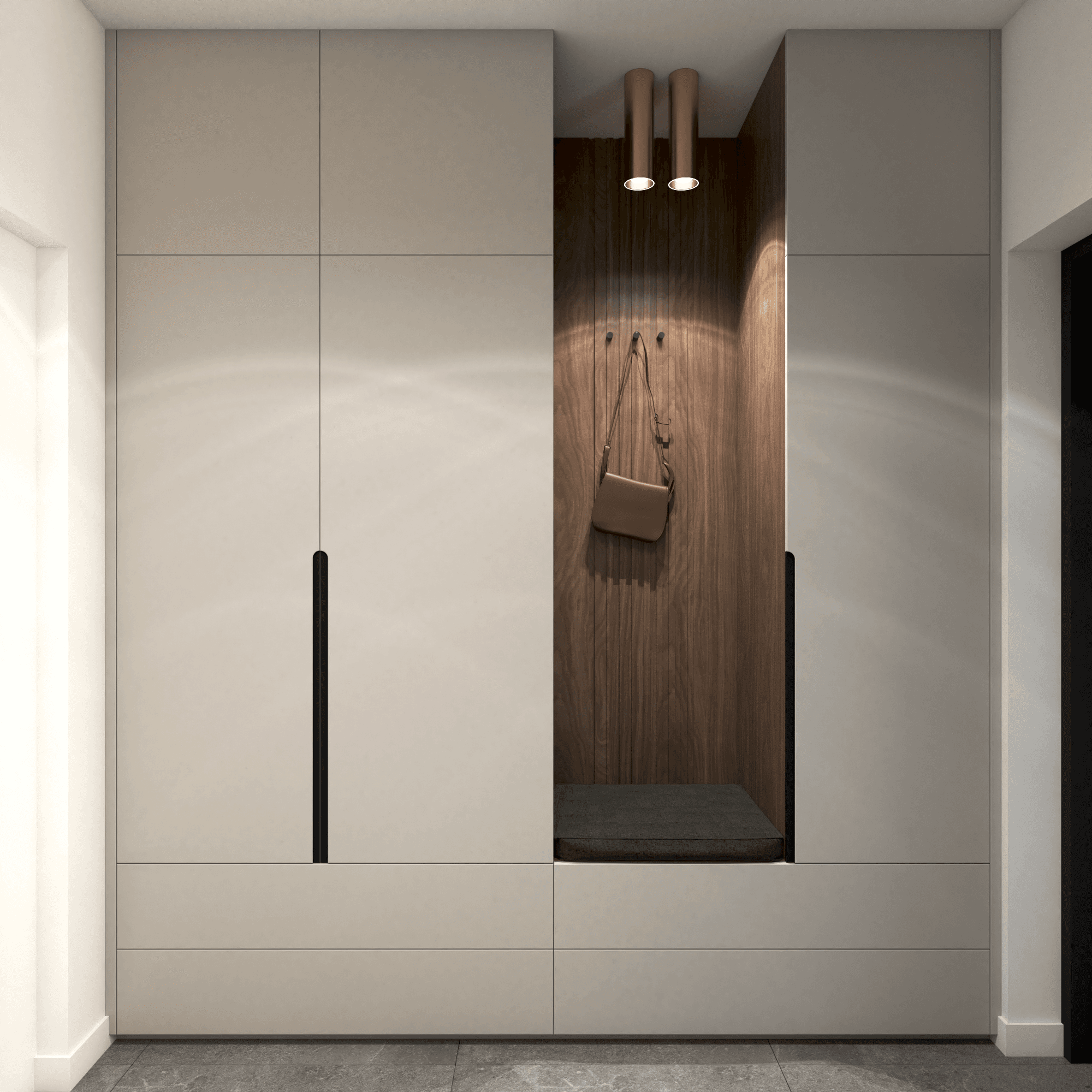 Projekt wnętrza domu jednorodzinnego w Radymnie - nowoczesna kuchnia z półwyspem - ujęcie 3