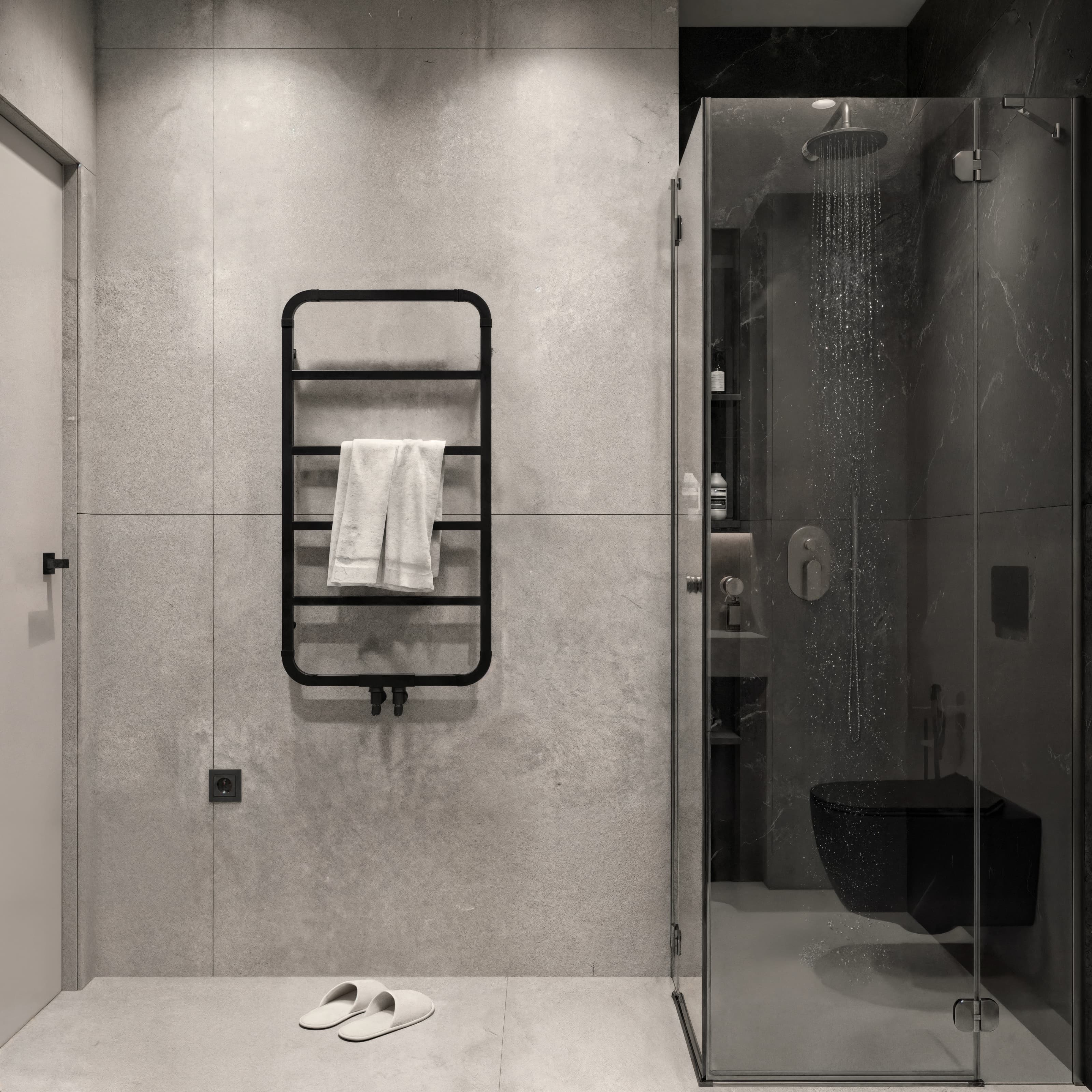 Projekt wnętrza domu w Rzeszowie - elegancka część dzienna z kuchnią i jadalnią - ujęcie 1