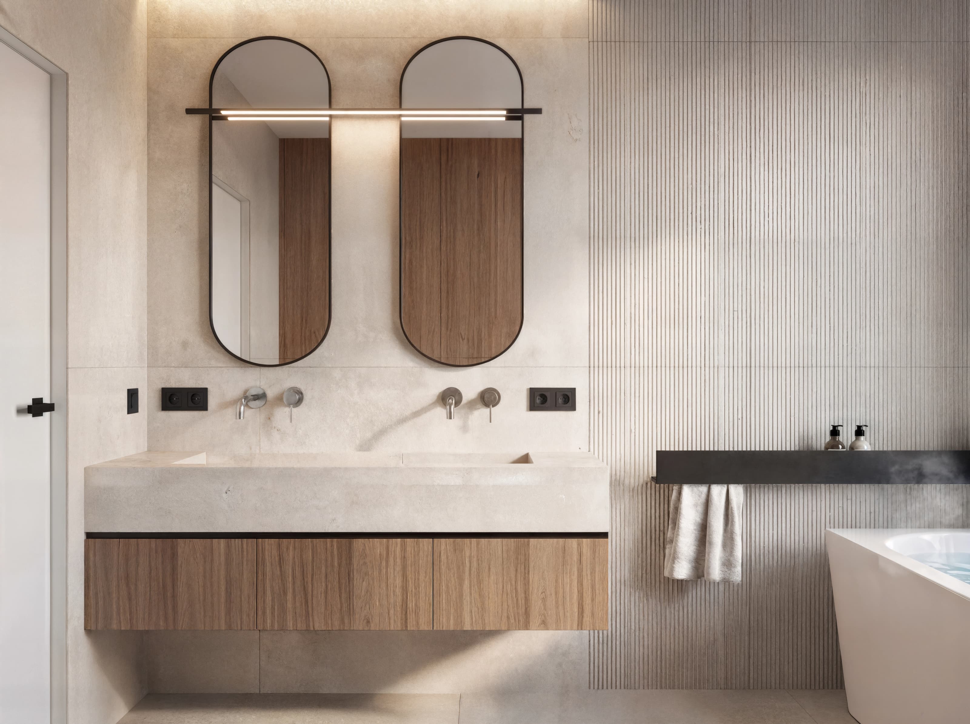 Projekt wnętrza domu w Rzeszowie - elegancka część dzienna z kuchnią i jadalnią - ujęcie 3