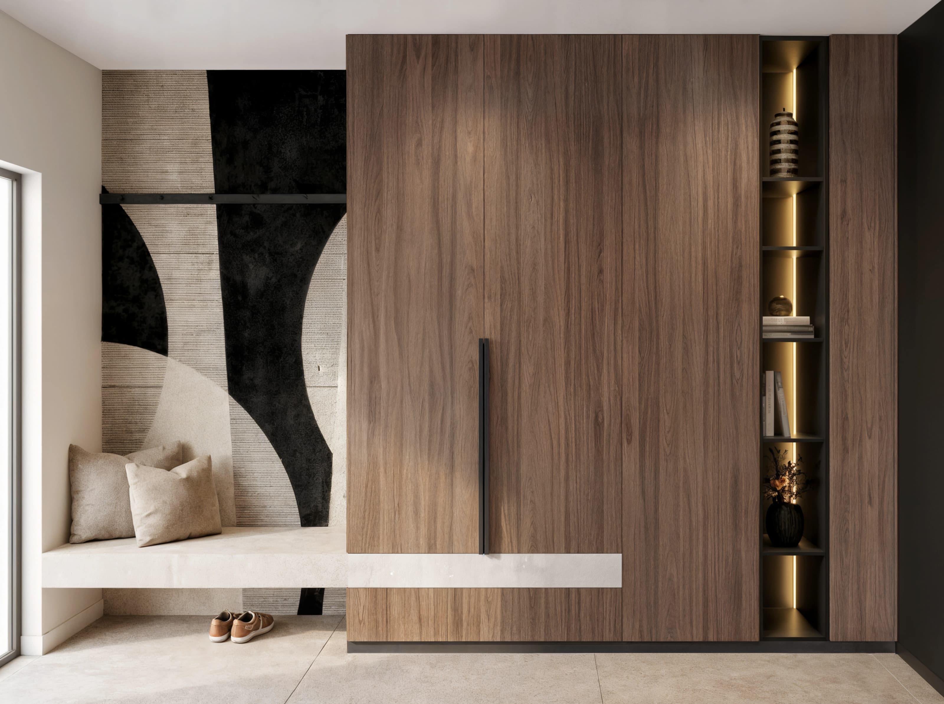 Projekt wnętrza domu w Rzeszowie - elegancka część dzienna z kuchnią i jadalnią - ujęcie 5